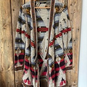 Desigual Oviedo Knit Open Cardigan in Beige, Blue & Mustard